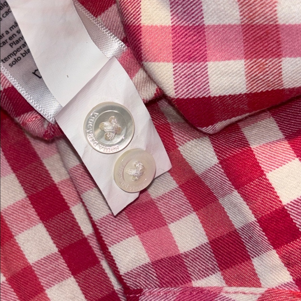 Vineyard Vines Red & Pink Plaid Button Down Shirt, Cashmere Cotton, Size 00, EUC - Picture 9 of 12